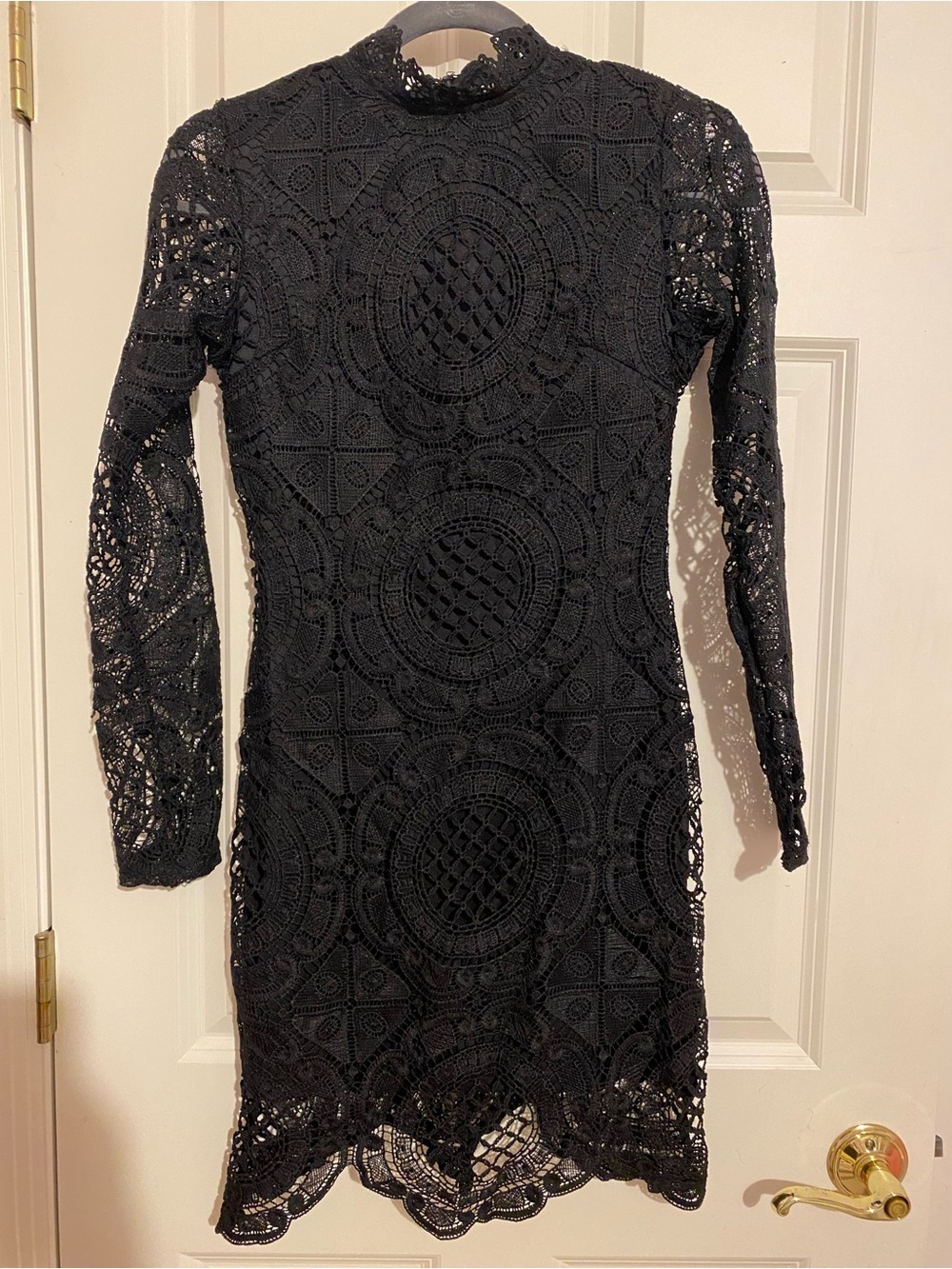 Girl in Mind black long sleeve lace high neck bodycon dress, size 8
